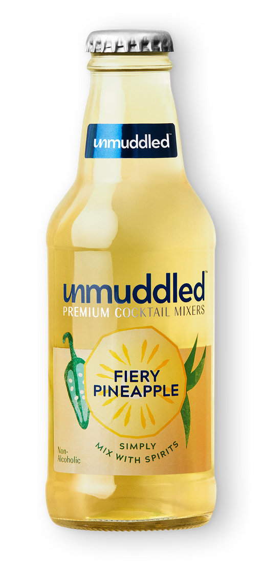 A bottle of Fiery Pineapple Mixer